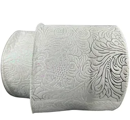4" White Embossed Glitter Ribbon - 3 Yard Bundle