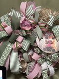 Baby Highland Cow Pink & Sage Wreath