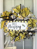 Bee Happy Deco Mesh Wreath