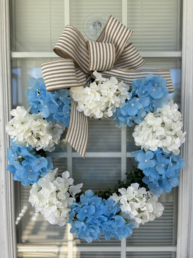 Blue & White Hydrangea Wreath